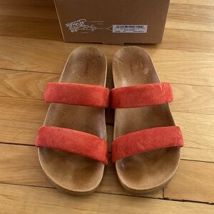 Soludos Sage Sandals Suede Slides Poppy Red